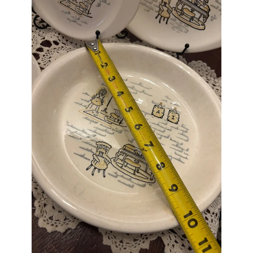 Vintage MCM Hand Decorated‎ Made in America Serving Set 5pc Platters Pie Dish